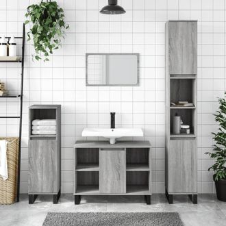 Berkfield Home 3 Piece Bathroom Furniture Set Grey Sonoma Engineered Wood