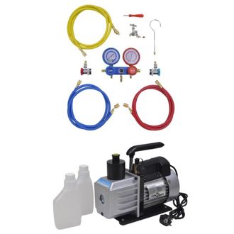 vidaXL Bomba De Vac&iacute;o 50 L/min Man&oacute;metros De 2 V&iacute;as Kit De Herramietas Vidaxl
