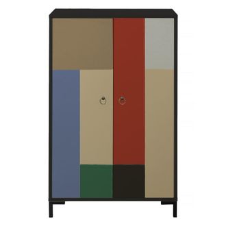 Really Nice Things Aparador MDF 2 puertas decorativas bloques teja, beige, azul