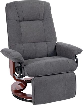 HOMCOM Manual Recliner Swivel Reclining Chair with Footrest Armrests Grey