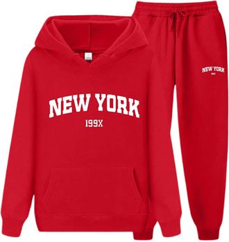 Generic Autumn New York Letter Couples Hoodies Sweatshirt And Pants Set Unisex Sportswear For Men And Women Pant And Jacket Suit for Women