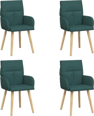 vidaXL Sillas De Comedor 4 Uds. Tela Verde Oscuro 60 X 56 X 96 Cm Vidaxl
