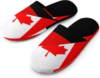 Generic Canada And Germany Flag Mens Cotton Slippers Memory Foam Comfort House Shoes Winter Indoor Slipper for Hotel Casa Spa