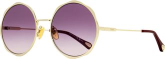 Chlo&eacute; Womens Scallop Rim Sunglasses CH0184S 006 Gold/Maroon 59mm