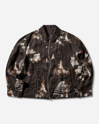 Undercover Men s Emma Bennett All-Over Print Linen Jacket Black