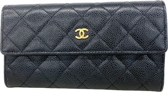 Chanel Brown Grained Calfskin Long Wallet (Bi-Fold) (Pre-Owned)