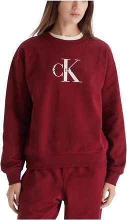 Calvin Klein Jeans Hoodies & sweatvesten, Dames, Rood, XS, Katoen, Monologo French Terry Relaxed Sweatshirt