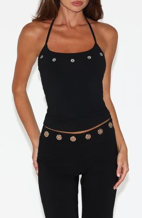 Tiger Mist Marren Button Halter Top in Black at Nordstrom, Size Xx-Small