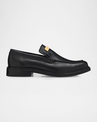 Moschino Men & apos;s Logo Plaque Leather Loafers