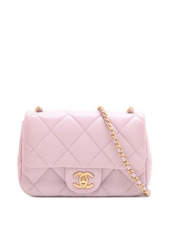 Chanel 2021-2025 Mini Quilted Lambskin Double Pearl Flap crossbody bag - women - Lambskin - One Size - Pink