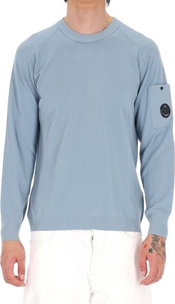 C.P. Company Blue Cotton Crepe Crewneck Sweater