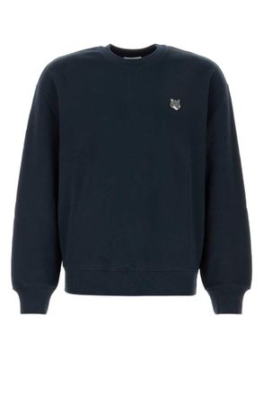 Maison Kitsun&eacute; Navy Blue Crew Neck Sweatshirt