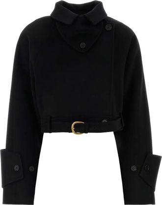 Chlo&eacute; belted wool jacket - women - Viscose/Cotton/Wool - 42 - Black