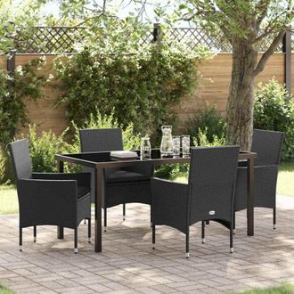 vidaXL Vidaxl - Conjunto De Comedor De Jard&iacute;n Con Coj&iacute;n 5 Pcs Negro Polirat&aacute;n