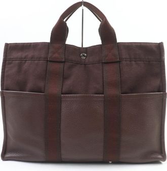 Herm&egrave;s Brown Canvas Tote Bag (Pre-Owned)