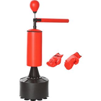 HOMCOM Saco De Boxeo De Pie Altura Ajustable De 155-205cm Con Barra Giratoria De 360&deg;