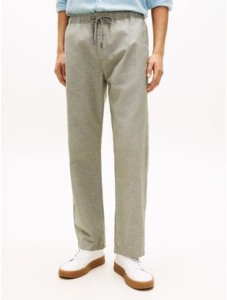 Tommy Hilfiger Mens Cotton-Linen Blend Relaxed Pant - Green - XXXL