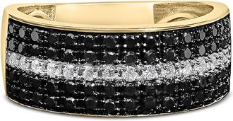 House of Brilliance Mens 14K Yellow Gold Plated.925 Sterling Silver 1.00 Cttw White and Black Diamond Cluster Ring