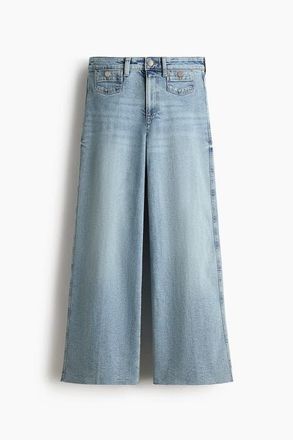 H&M Wide High Waist Ankle Jeans in Light Denim Blue at Nordstrom, Size 10