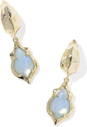 Kendra Scott Womens Adriana Scallop Frame Huggie Earrings In Gold / Sky Blue Iridescent Abalone