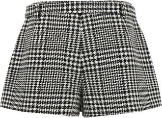 Self Portrait Houndstooth Boucl&eacute; Wool Blend Skort - Black
