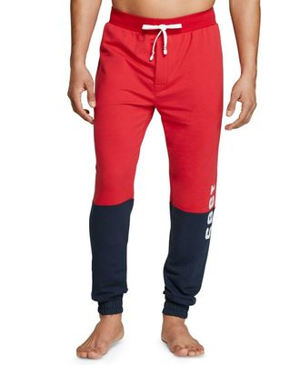 Tommy Hilfiger Mens Colorblocked Jogger Pajama Pants Mahogany Size 2 Extra Large
