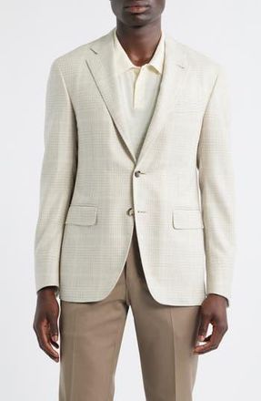 Canali Kei Trim Fit Tan Plaid Wool & Silk Sport Coat in White at Nordstrom Rack, Size 42 Us / 52 Eu Regular