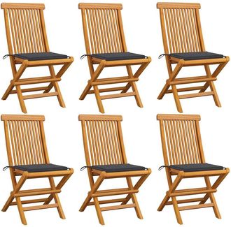vidaXL Vidaxl - Sillas De Jard&iacute;n 6 Uds Con Cojines Antracita Madera De Teca