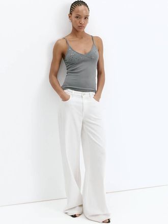 Mango Top glitter spalline sottili grigio chiaro vigor&eacute; - Donna - XS - MANGO