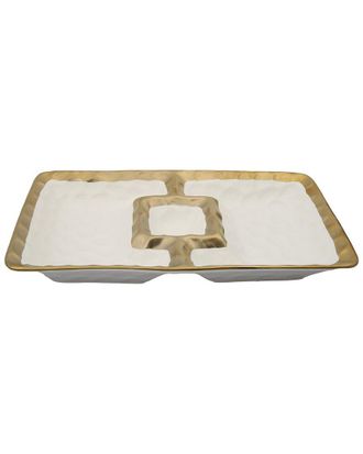 Alice Pazkus Porcelain Chip & Dip Bowl With Border