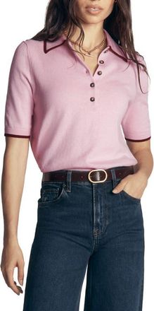 Boden Collared Knitted T-Shirt in Sheer Pink at Nordstrom, Size X-Large