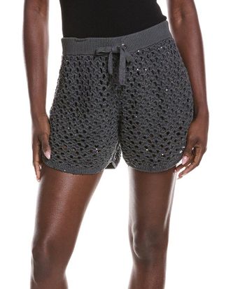 Brunello Cucinelli Crochet Linen & Silk-Blend Short