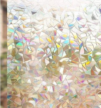OEM L&aacute;mina Decorativa Para Ventanas - L&aacute;mina Para Vidrio Sin Adhesivo - Crea Privacidad - Efecto Arco&iacute;ris - 44,5 X 200 Cm - Transparente