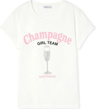 Motivi T-shirt met print en strass-applicaties - Dames - T-shirts - Wit - S - Katoen - Tops