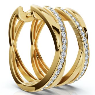 Pompeii3 1/2Ct Diamond Hoops 1 Tall 10k Gold Lab Grown EF/VS