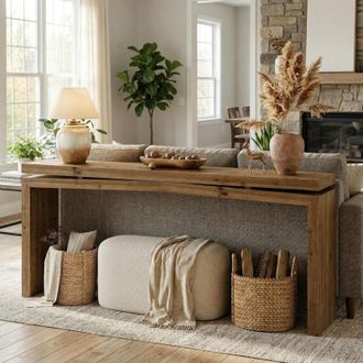 Tribesigns Tribesigns 63-Inch Solid Wood Console Table for Entryway, Farmhouse Narrow Long Sofa Table Behind Couch for Hallway, Living Room, Foyer, Entrance