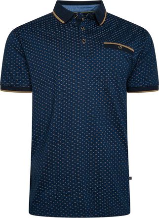 KAM Jeanswear Mens Short Sleeve All Over Mini Geo Print Polo Shirt - Blue - 6XL