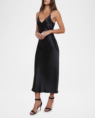 L'agence Seridie Mid-Length Silk Slip Dress