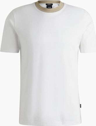 HUGO BOSS Mens Regular Fit Crew Neck T-Shirt - White - Size: 42