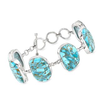 Ross-Simons Turquoise Toggle Bracelet in Sterling Silver