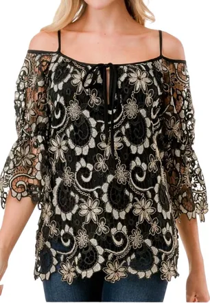 Vava Fleurette Top In Black Lace