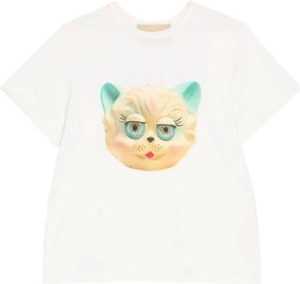 Valentino T-Shirts, male, White, Size: XL Cotton Crew-Neck T-Shirt
