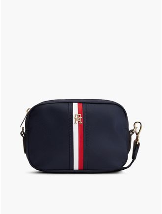 Tommy Hilfiger Womens Monogram Signature Stripe Crossbody Bag - Space Blue