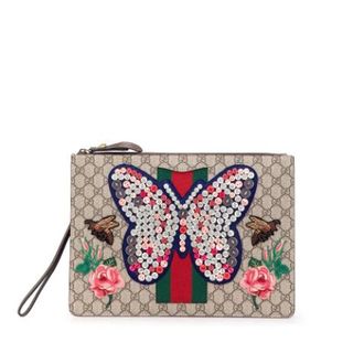 Gucci Pre-owned Clutches, female, Multicolor, Size: ONE SIZE Pre-owned Embroidered Coated Canvas Clutch