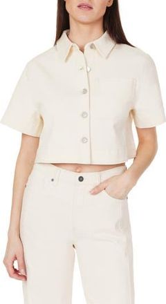 Habitual Crop Stretch Cotton Shacket in Stone at Nordstrom Rack, Size X-Small