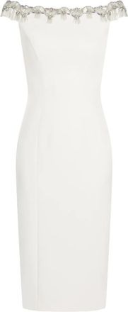 Jenny Packham Abito midi Valorie con spalle scoperte - Bianco