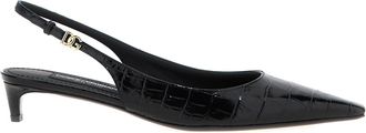 Dolce & Gabbana Black Calfskin Mid Heel Womens Pumps