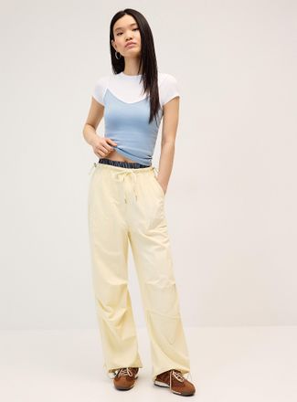 Twik Womens Overlaid effect parachute pant