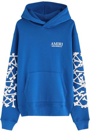 Amiri Bones Stacked Hooded Cotton Sweatshirt - Blue - XL