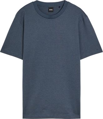 BOSS Boss Crew-neck Fine-knit Cotton T-shirt - Navy - Xxl